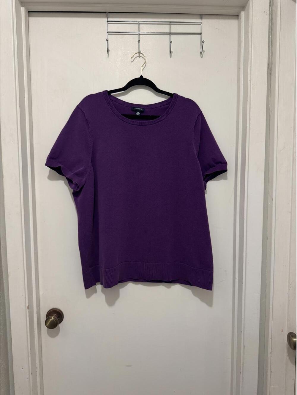 Lands' End Purple Short Sleeve Sweater 3X